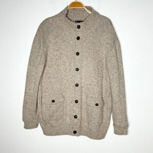 Gap Mens XXL Mock Neck Chunky Cable‎ Knit Cardigan Beige Grandpa Sweater